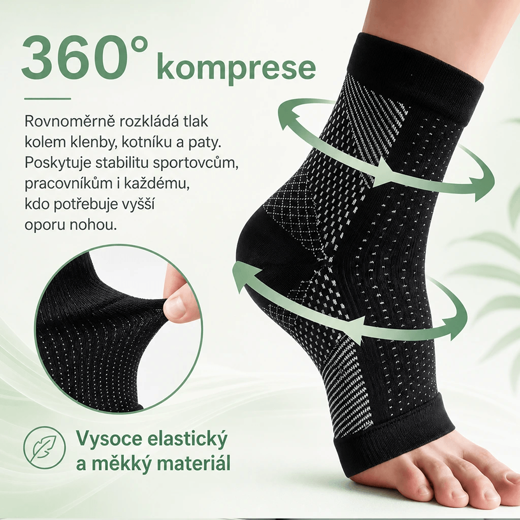Kompresní ponožky na kotník bez prstů při těžkých nohách a křečových žilách